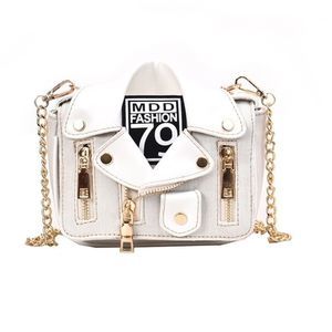 Leather & Canvas Jacket/ Biker Handbag Purse In Cream/White